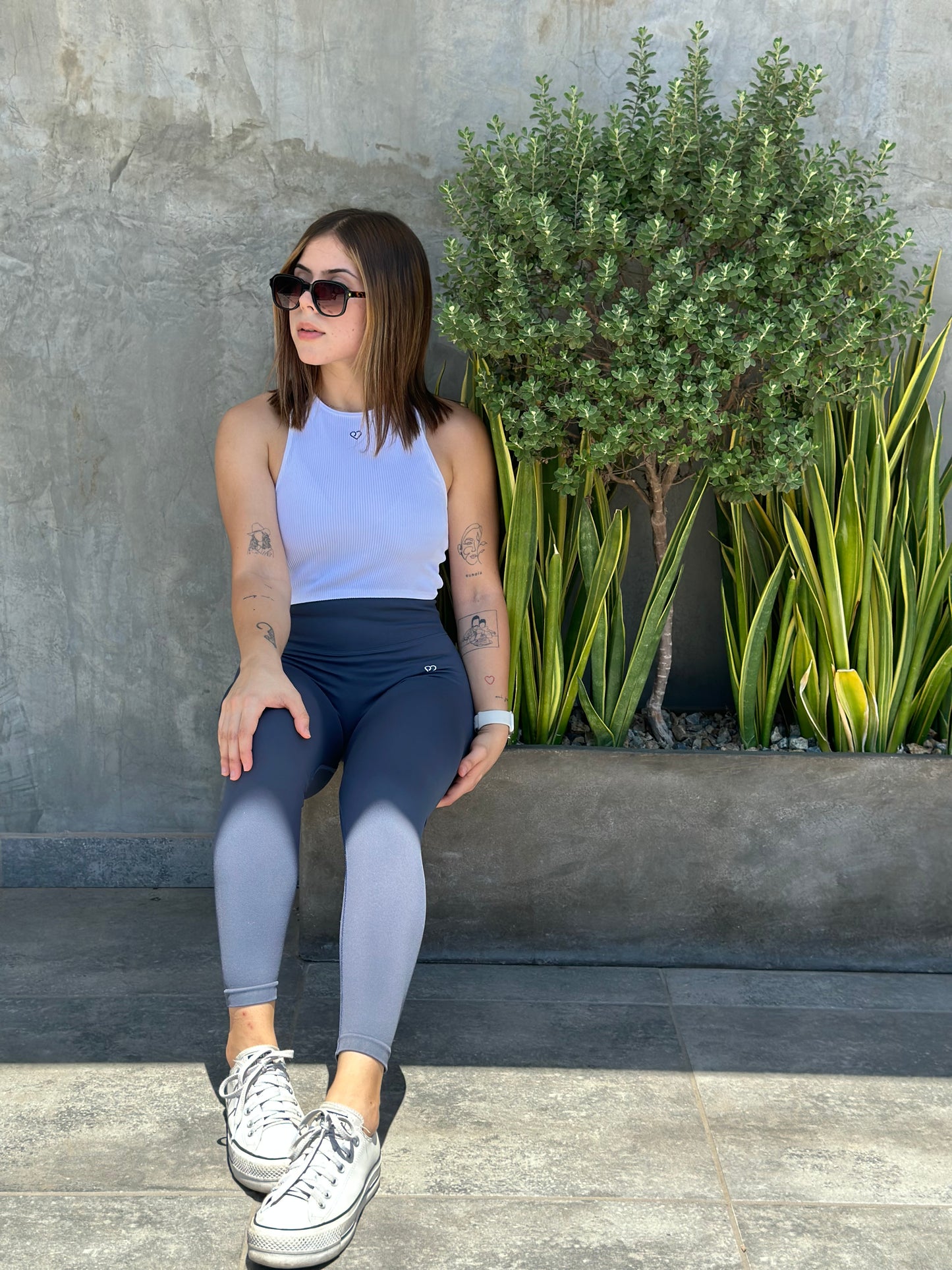 Leggins Liso con push up- Gris Oxford